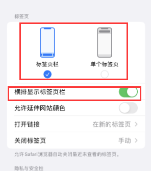 喀左iPhone授权维修分享Safari浏览器如何切换标签栏位置 